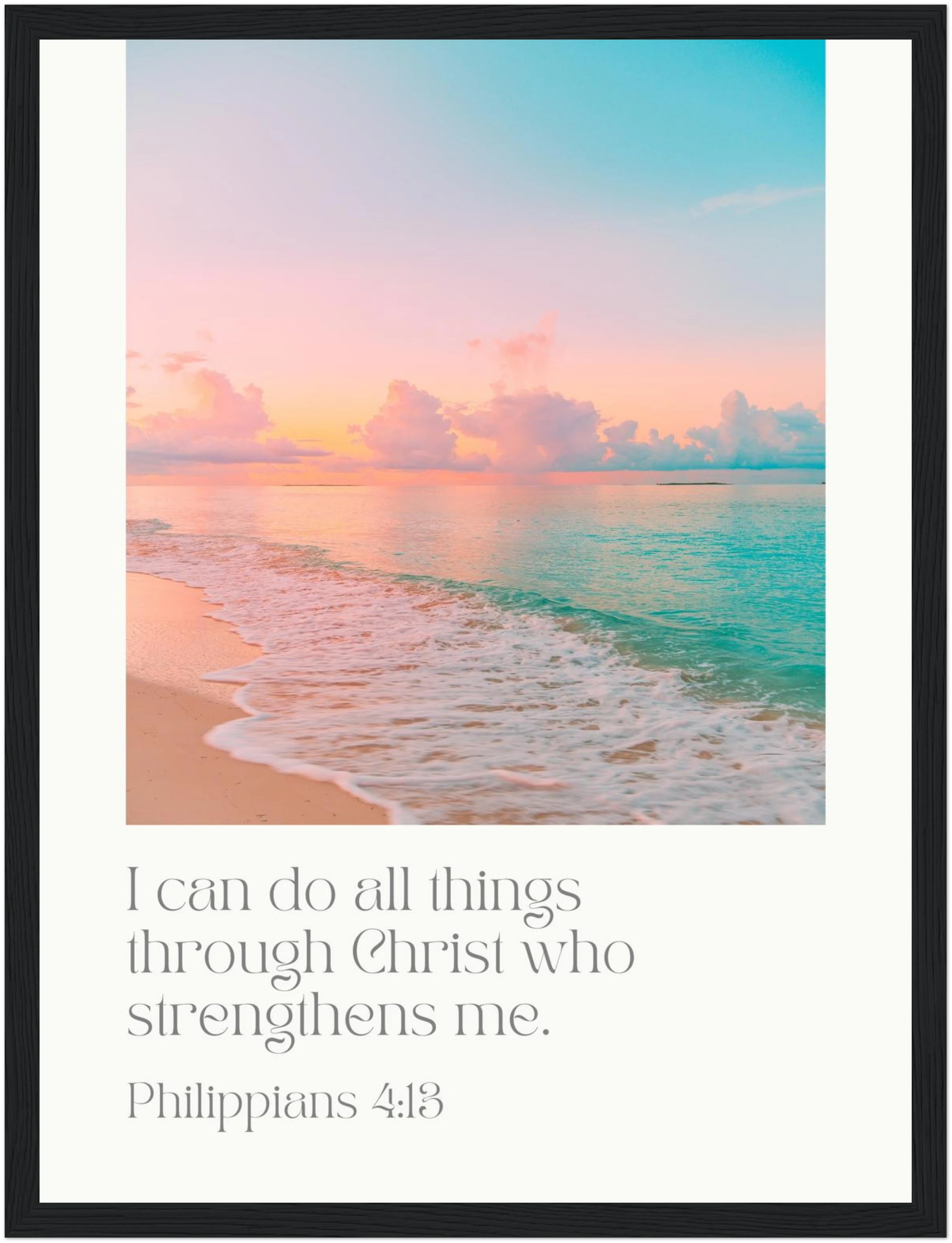 Philippians 4:13 Bible Verse - Wooden Framed Art Print - Christian Wall Decor