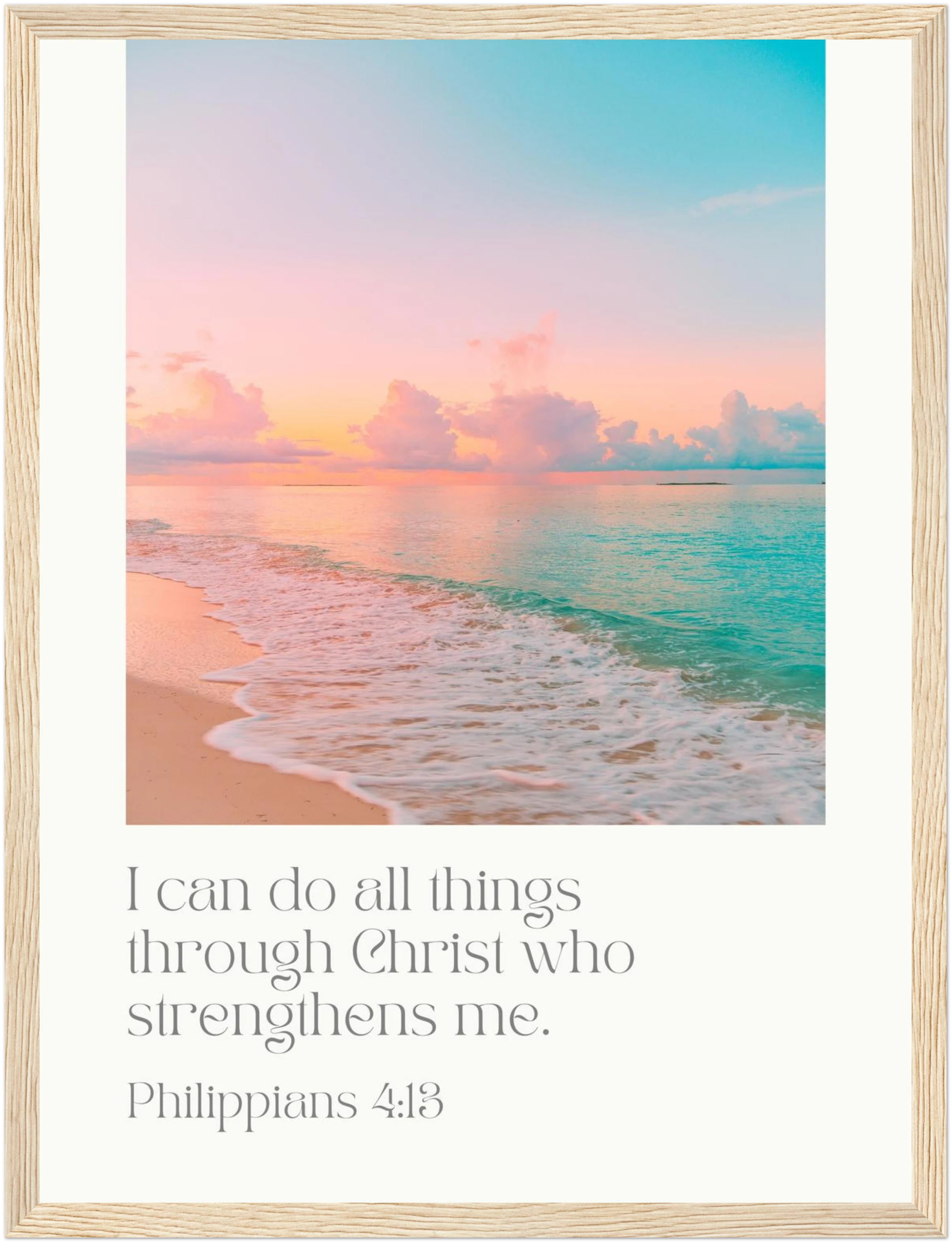 Philippians 4:13 Bible Verse - Wooden Framed Art Print - Christian Wall Decor