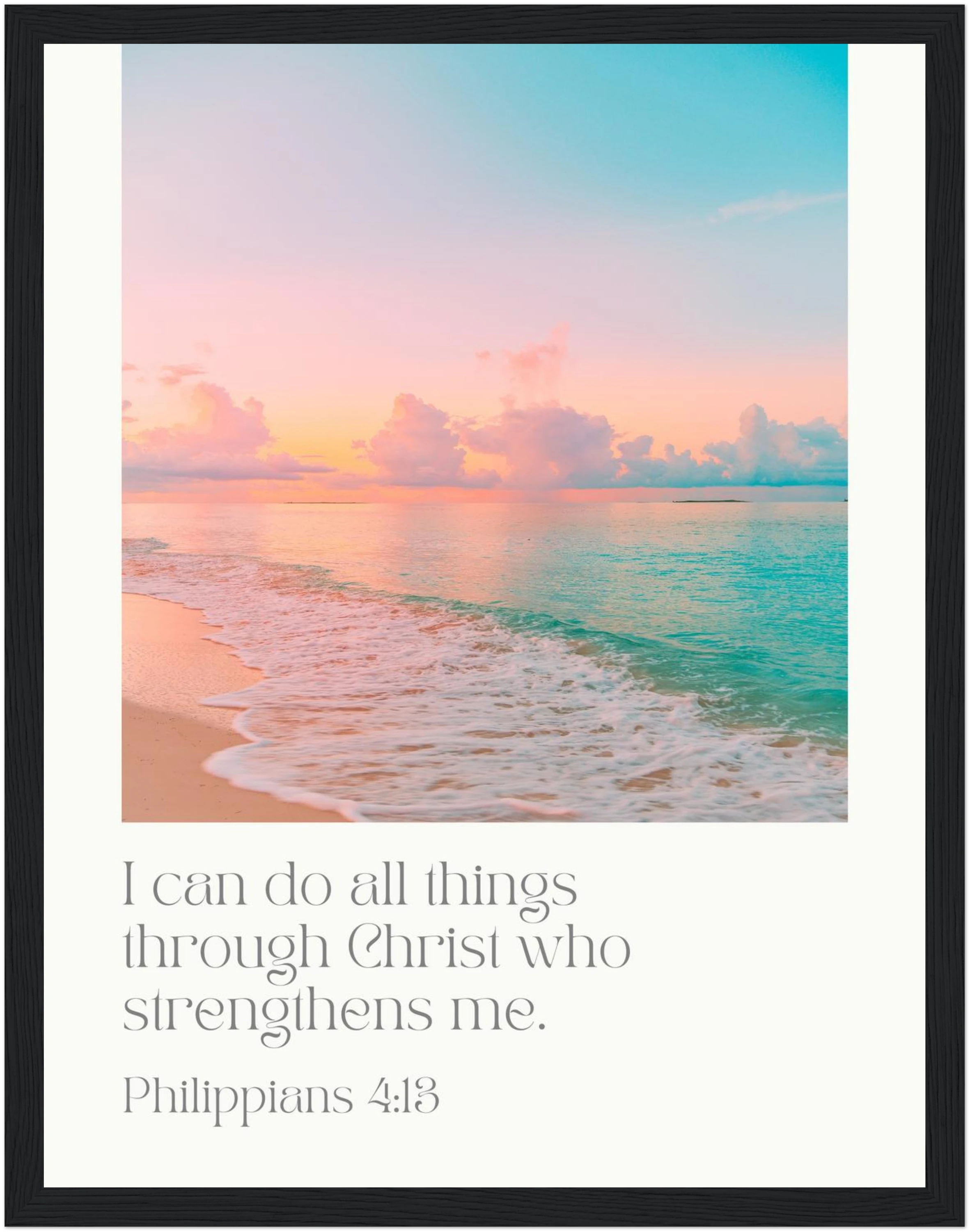 Philippians 4:13 Bible Verse - Wooden Framed Art Print - Christian Wall Decor