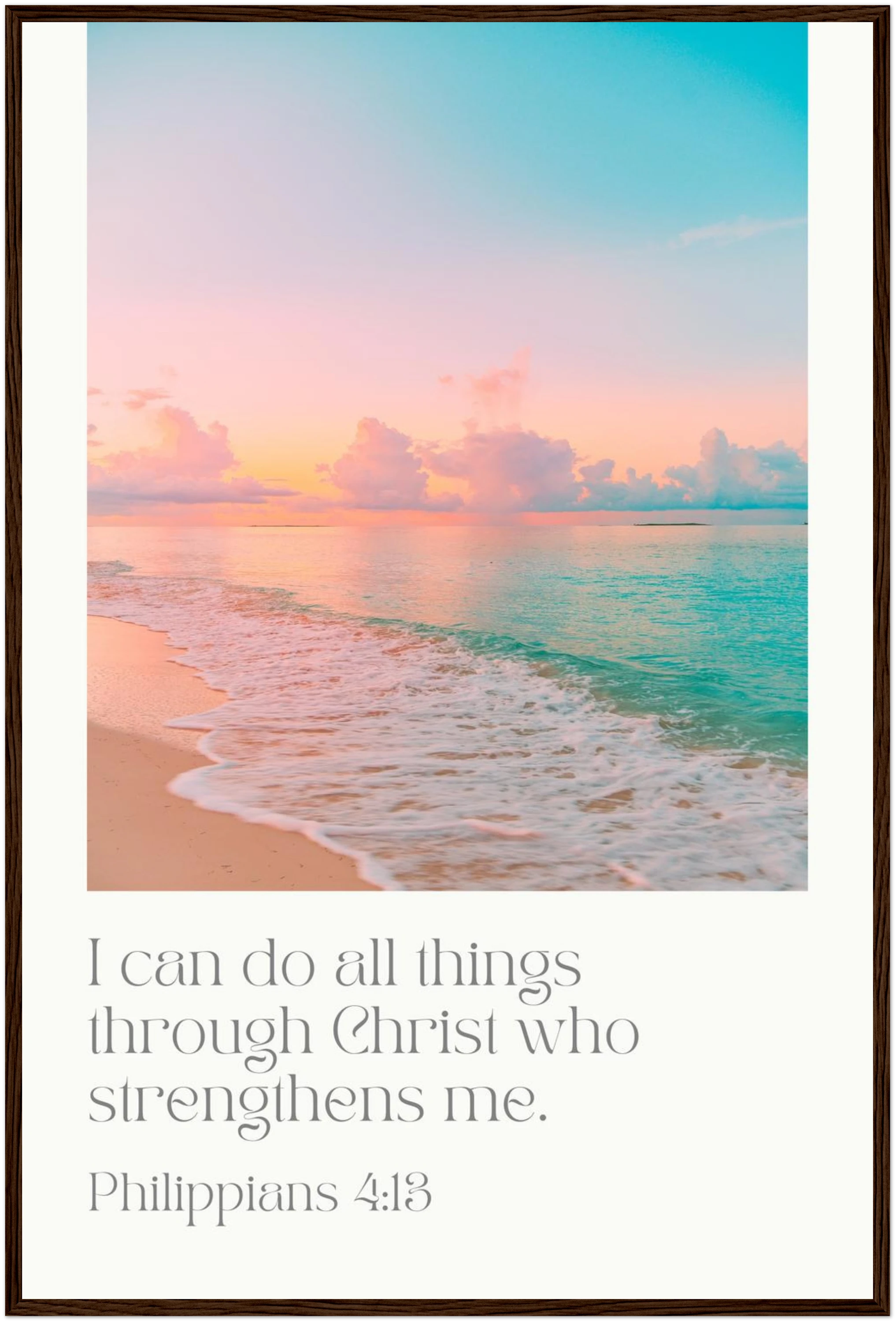 Philippians 4:13 Bible Verse - Wooden Framed Art Print - Christian Wall Decor