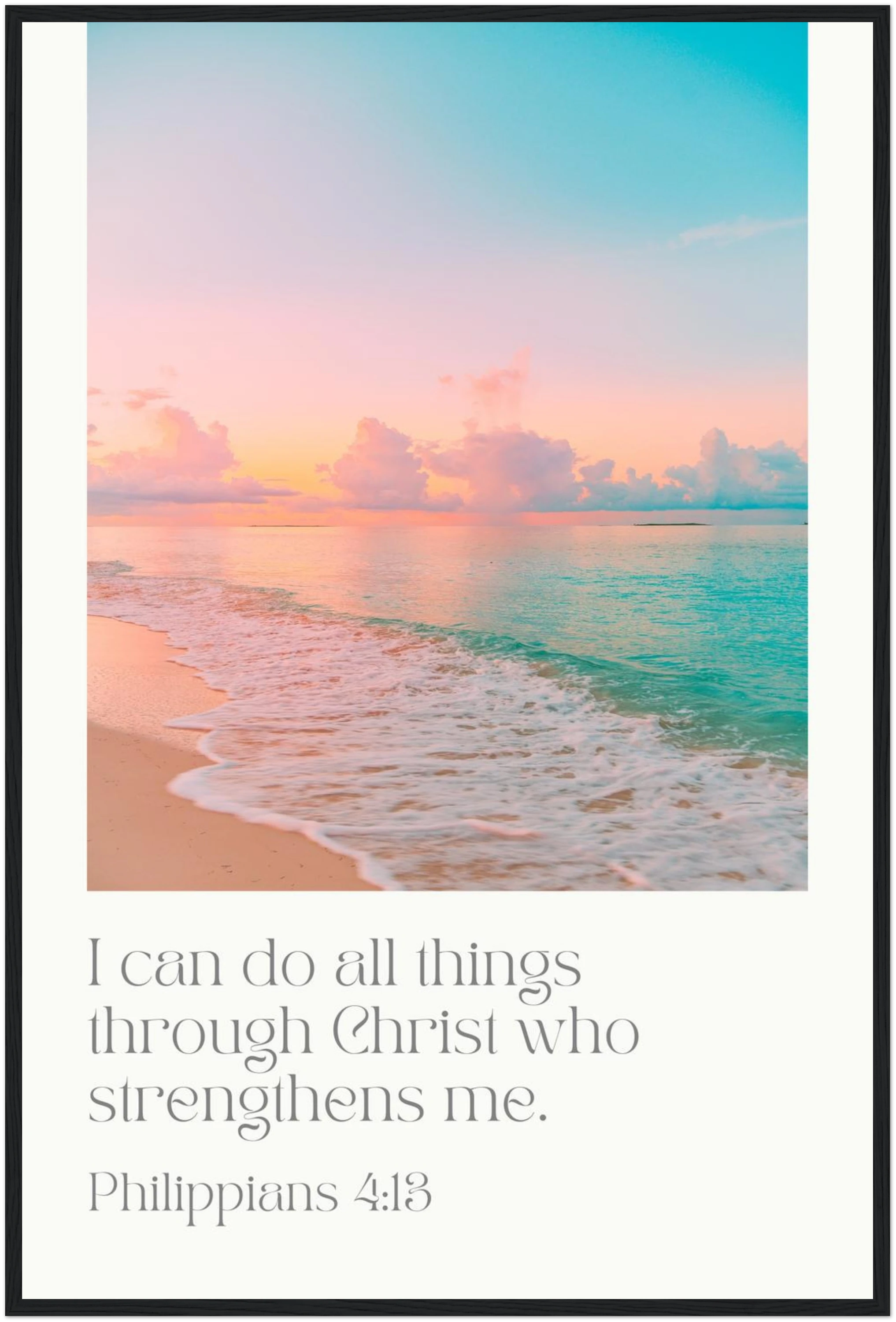 Philippians 4:13 Bible Verse - Wooden Framed Art Print - Christian Wall Decor