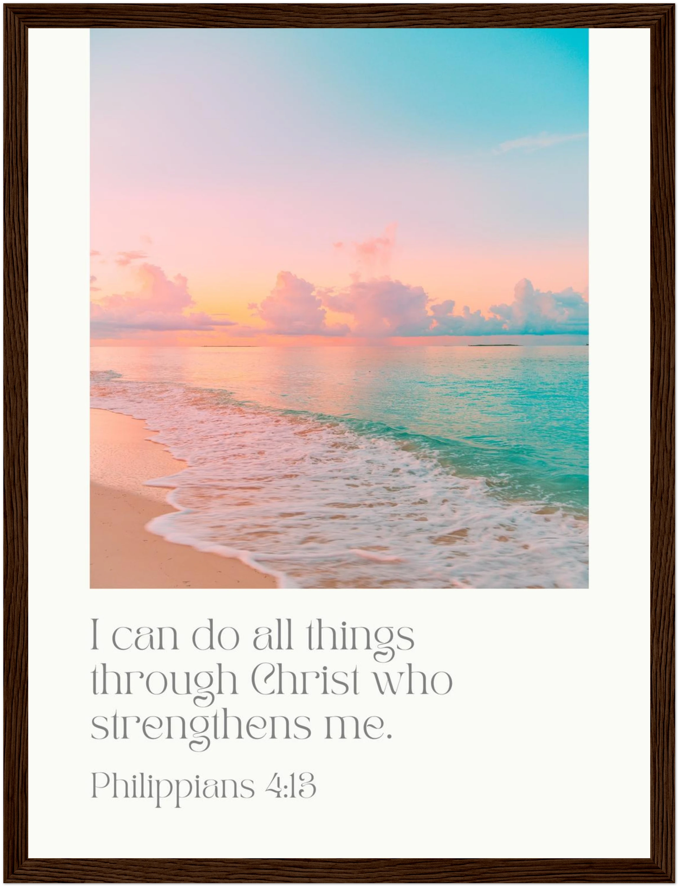 Philippians 4:13 Bible Verse - Wooden Framed Art Print - Christian Wall Decor