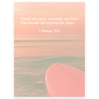 1 Peter 5:7 Bible Verse Art Print - Christian Wall Decor