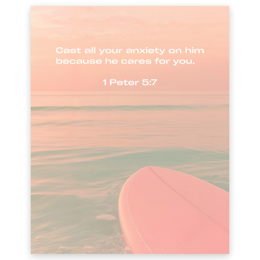 1 Peter 5:7 Bible Verse Art Print - Christian Wall Decor