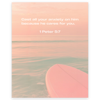 1 Peter 5:7 Bible Verse Art Print - Christian Wall Decor