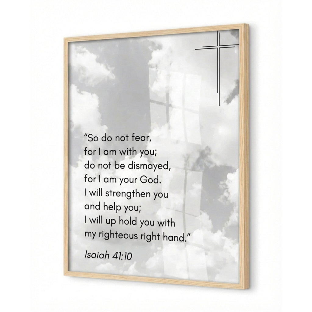 Isaiah 41:10 Bible Verse - Wooden Framed Print - Christian Wall Decor