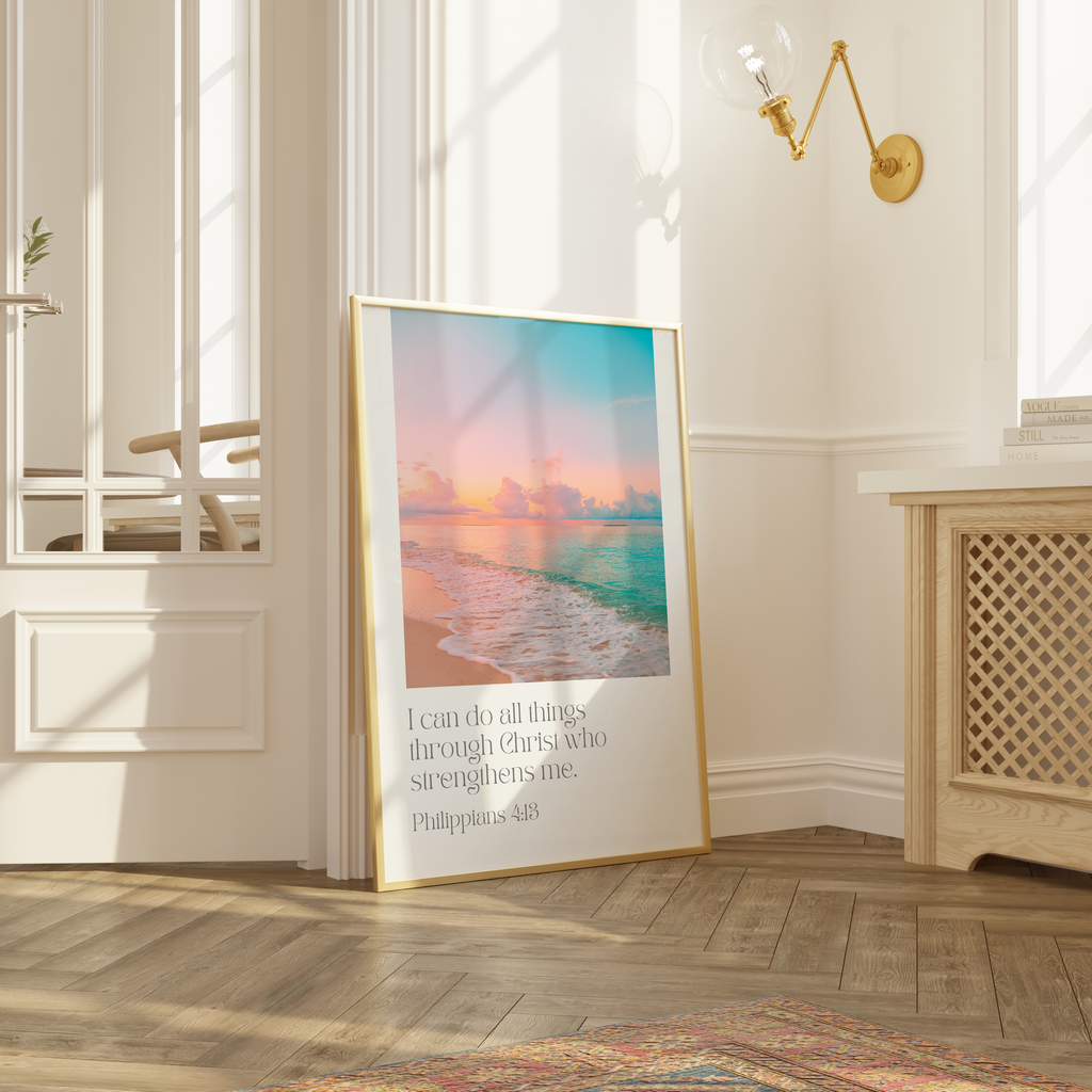 Philippians 4:13 Bible Verse - Wooden Framed Art Print - Christian Wall Decor