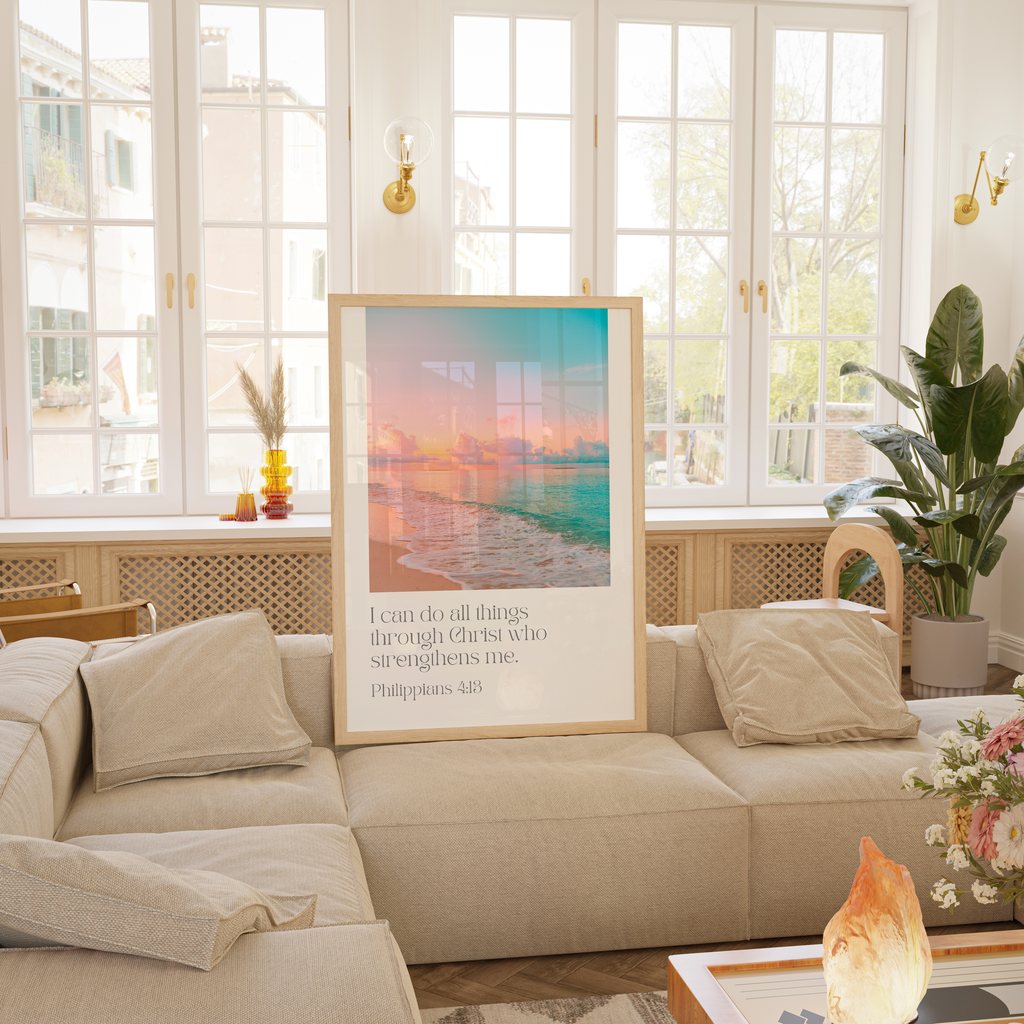 Philippians 4:13 Bible Verse - Wooden Framed Art Print - Christian Wall Decor