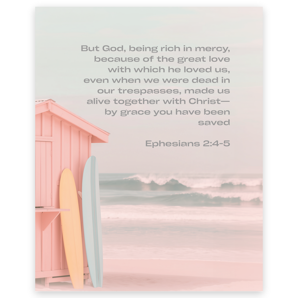 Ephesians 2:4-5 Bible Verse Art Print - Christian Wall Decor