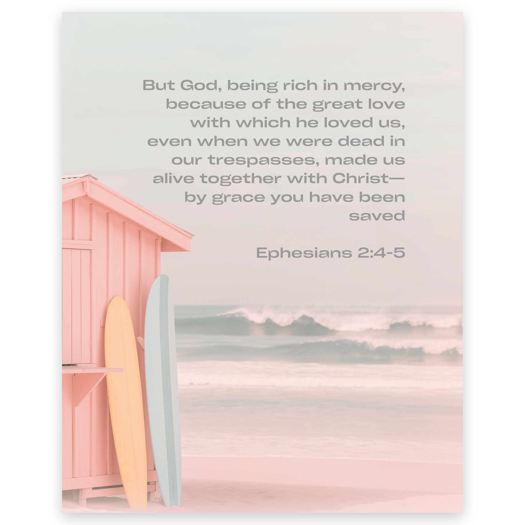 Ephesians 2:4-5 Bible Verse Art Print - Christian Wall Decor