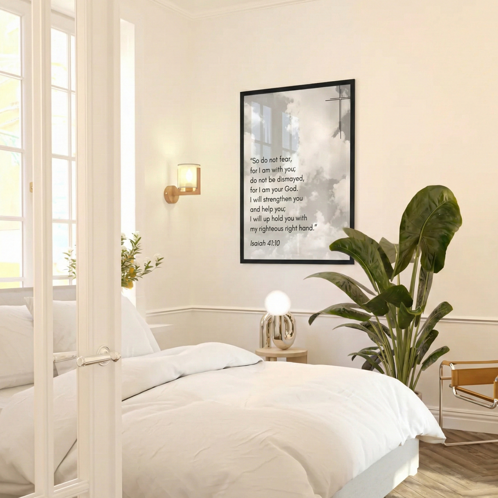 Isaiah 41:10 Bible Verse - Wooden Framed Print - Christian Wall Decor