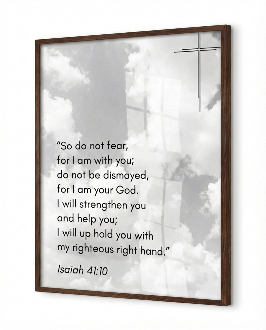 Isaiah 41:10 Bible Verse - Wooden Framed Print - Christian Wall Decor