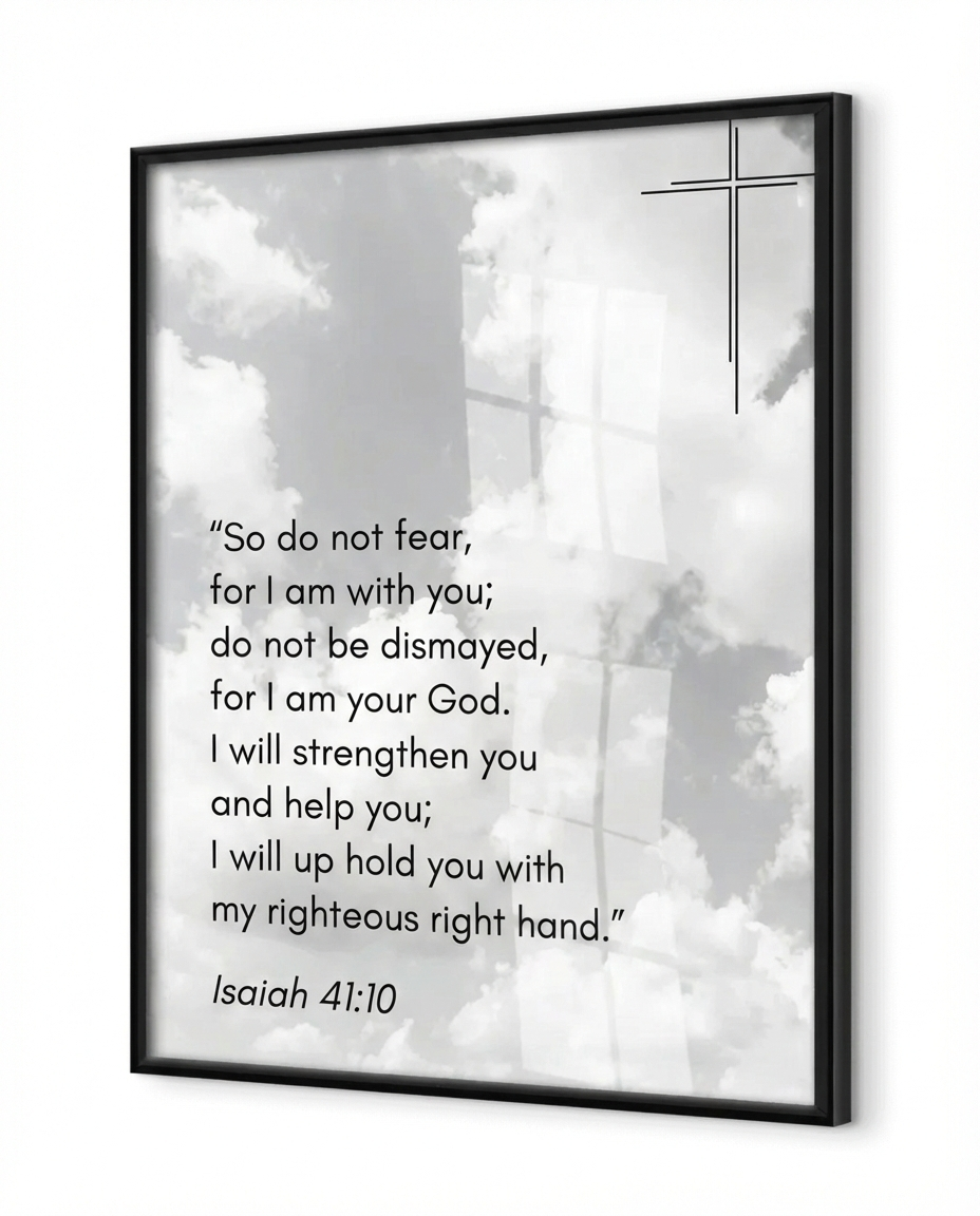 Isaiah 41:10 Bible Verse - Wooden Framed Print - Christian Wall Decor