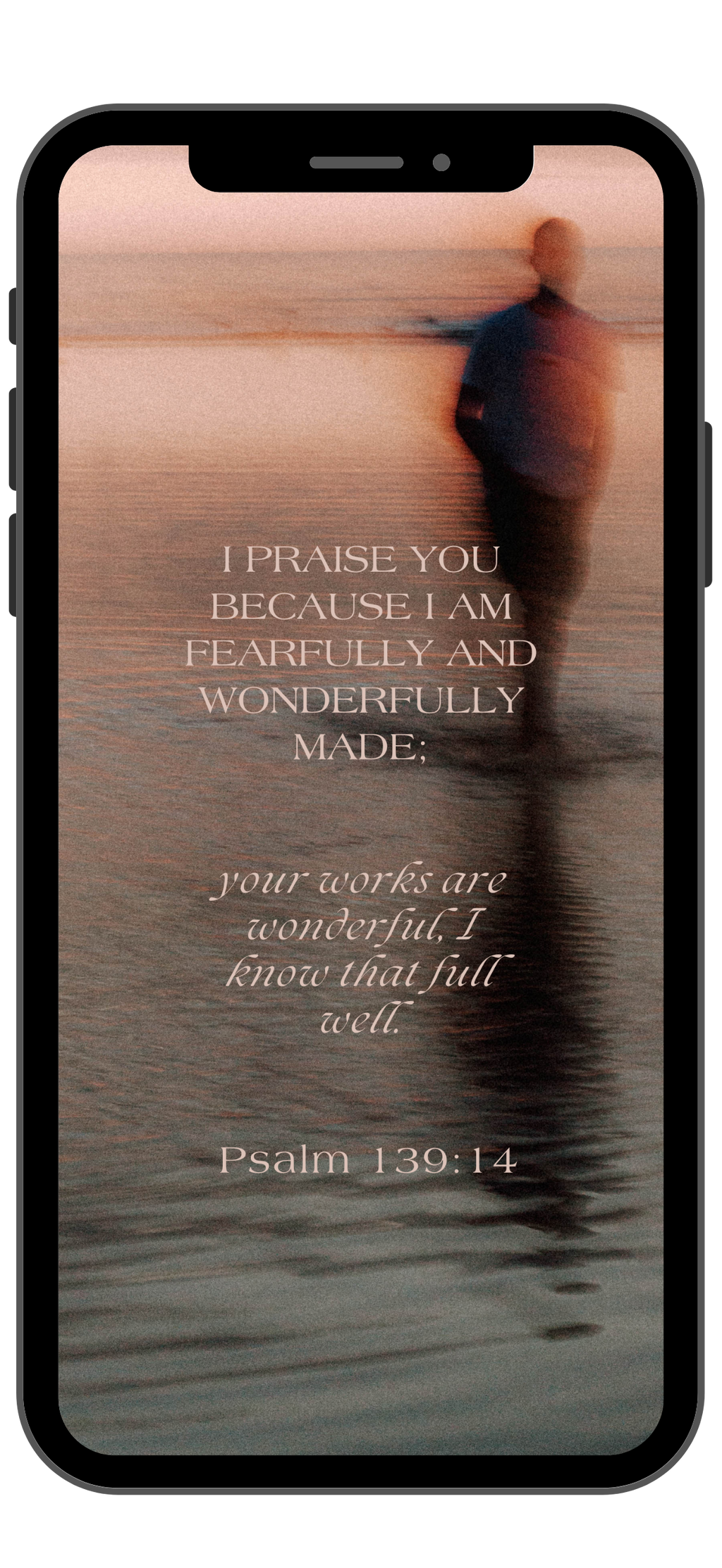 Psalm 139:14 - Peach - Phone Wallpaper
