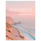 Philippians 4:13 - Coast Road - Bible Verse Art Print - Christian Wall Decor