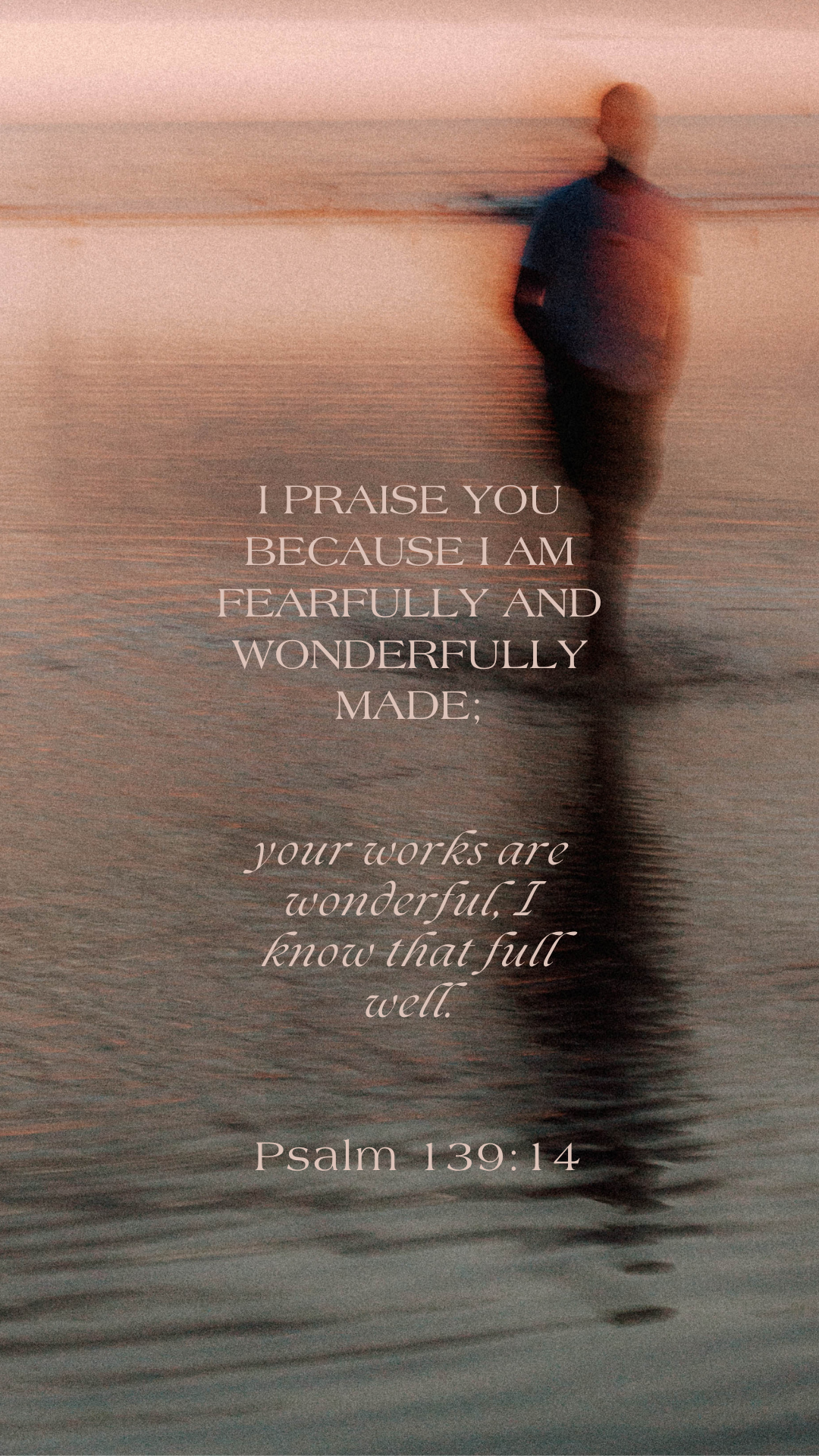 Psalm 139:14 - Peach - Phone Wallpaper