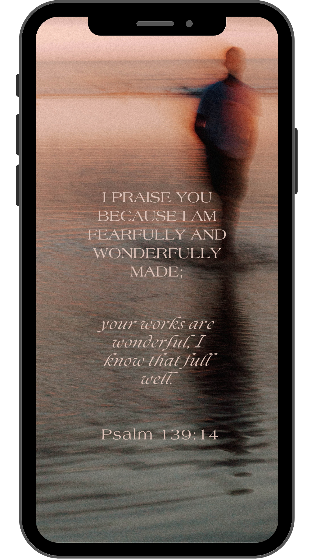 Psalm 139:14 - Peach - Phone Wallpaper