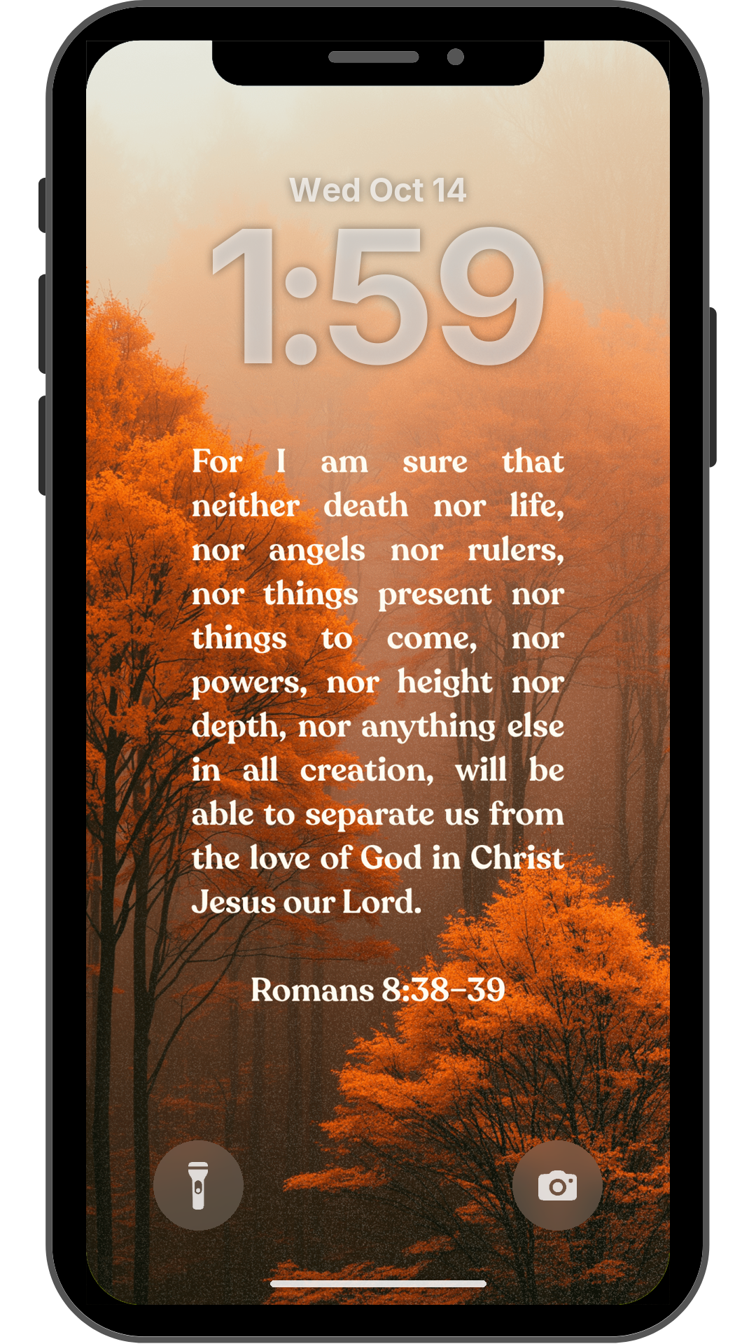 Romans 8:38–39 - Autumn Forest - Phone Wallpaper