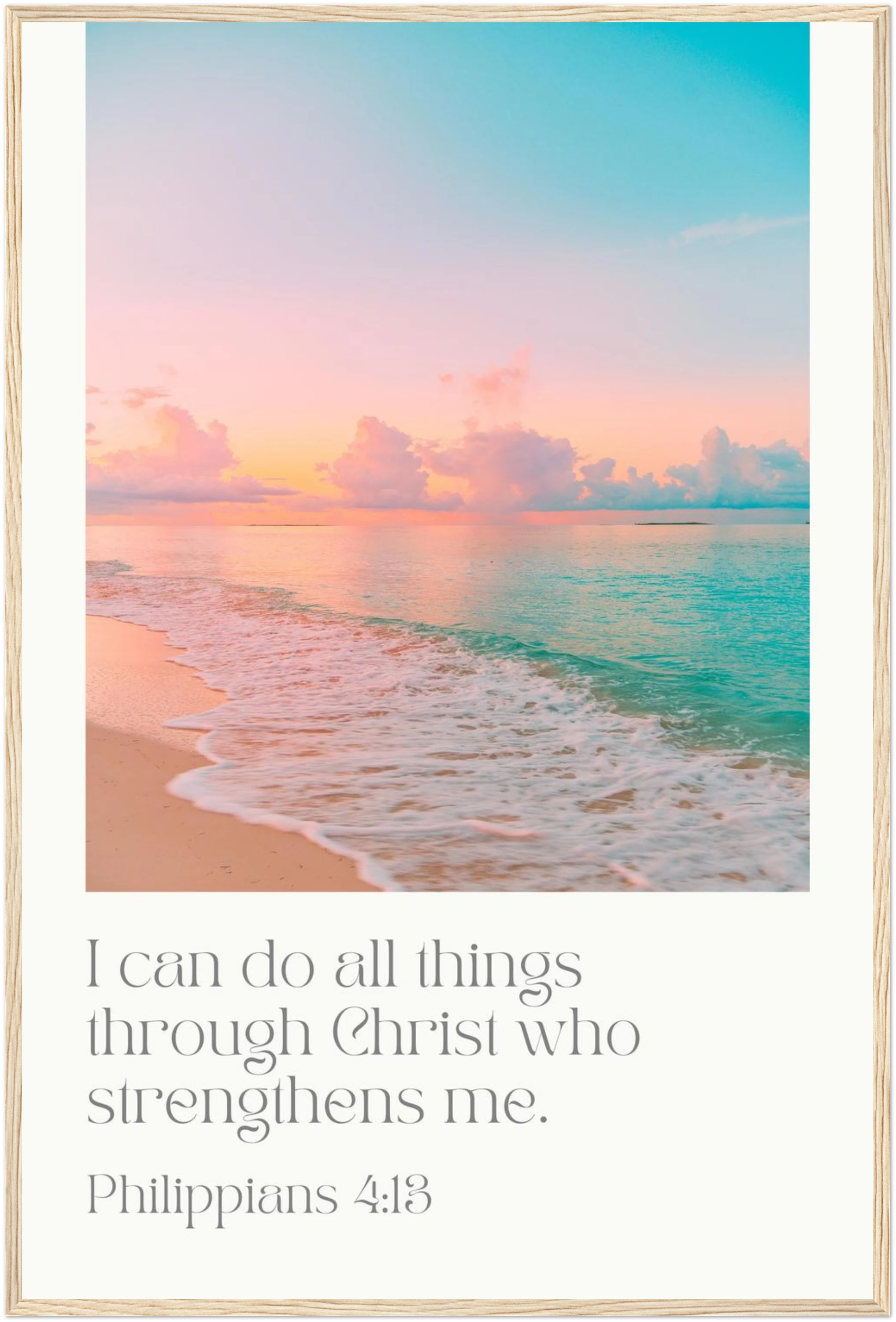 Philippians 4:13 Bible Verse - Wooden Framed Art Print - Christian Wall Decor