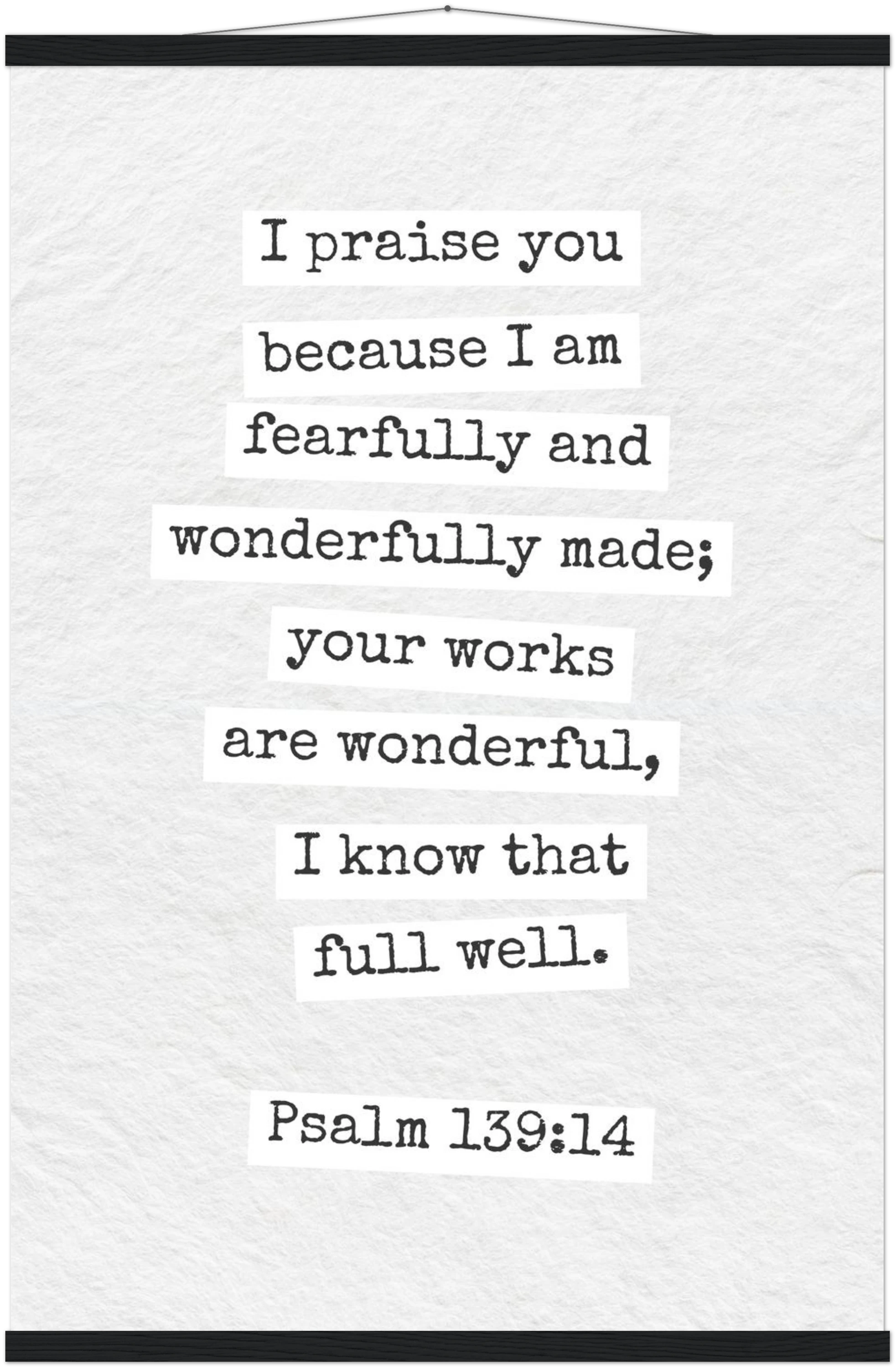 Psalm 139:14 Bible Verse - Hanger Art Print - Christian Wall Decor