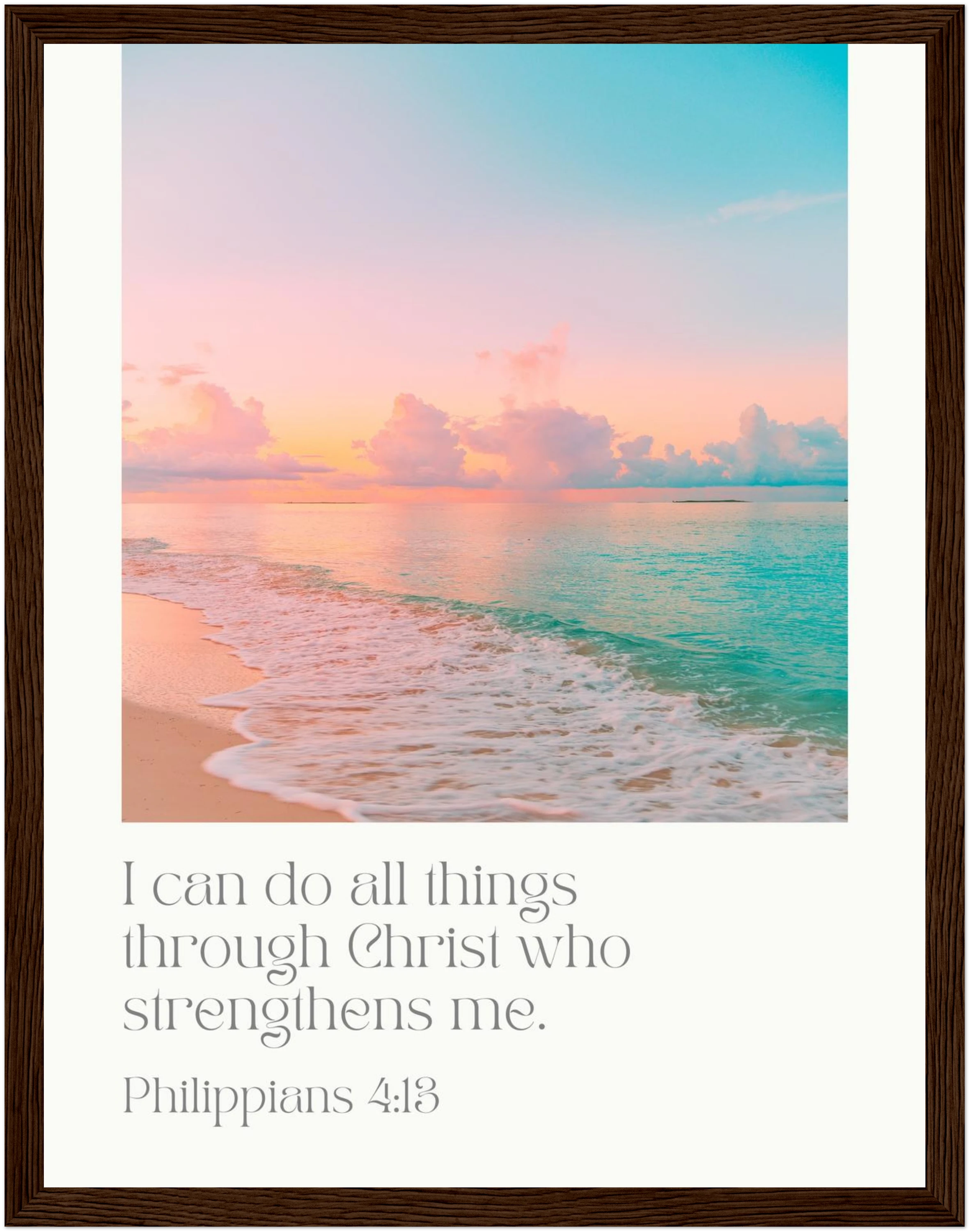 Philippians 4:13 Bible Verse - Wooden Framed Art Print - Christian Wall Decor