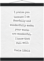 Psalm 139:14 Bible Verse - Hanger Art Print - Christian Wall Decor