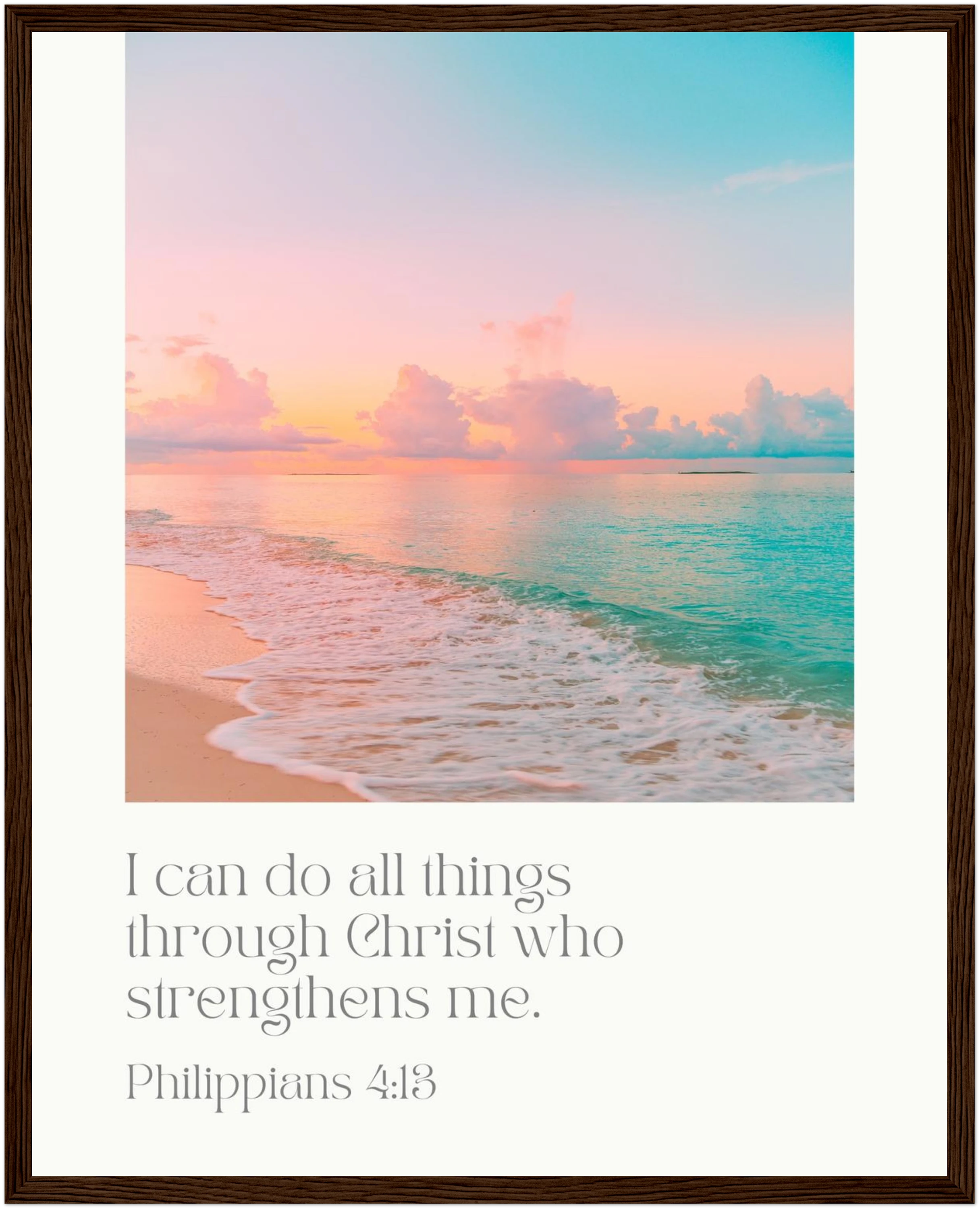 Philippians 4:13 Bible Verse - Wooden Framed Art Print - Christian Wall Decor