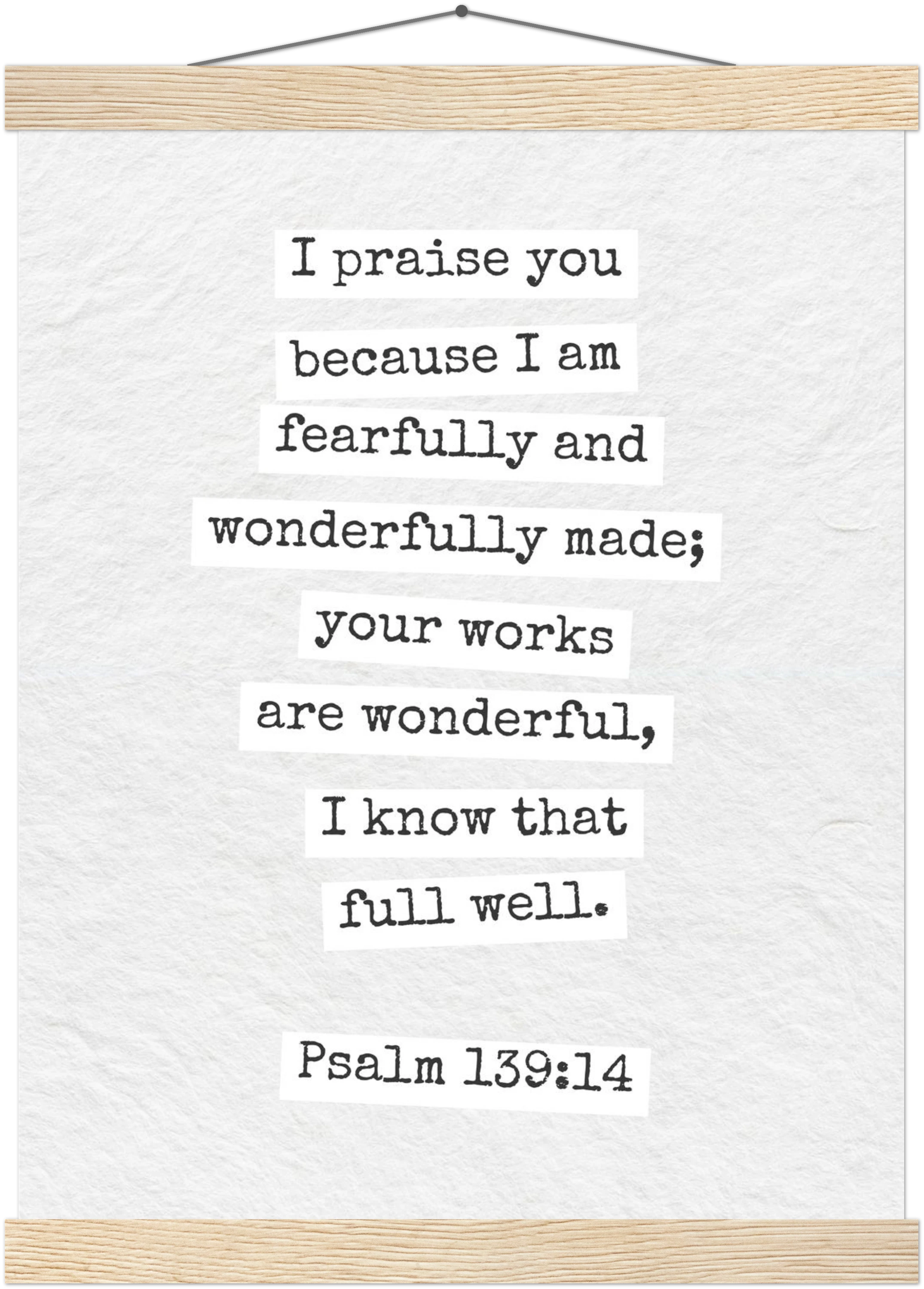 Psalm 139:14 Bible Verse - Hanger Art Print - Christian Wall Decor