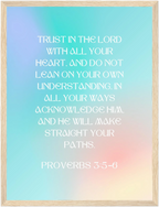 Proverbs 3:5-6 Bible Verse - Wooden Framed Art Print - Christian Wall Decor