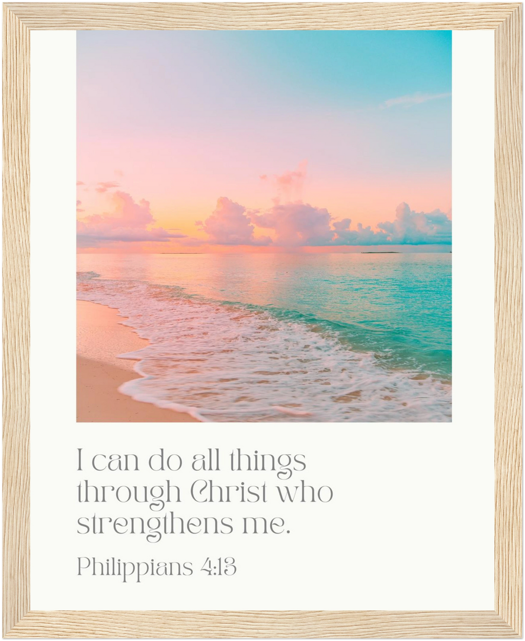 Philippians 4:13 Bible Verse - Wooden Framed Art Print - Christian Wall Decor