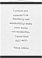 Psalm 139:14 Bible Verse - Hanger Art Print - Christian Wall Decor