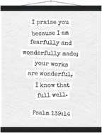 Psalm 139:14 Bible Verse - Hanger Art Print - Christian Wall Decor