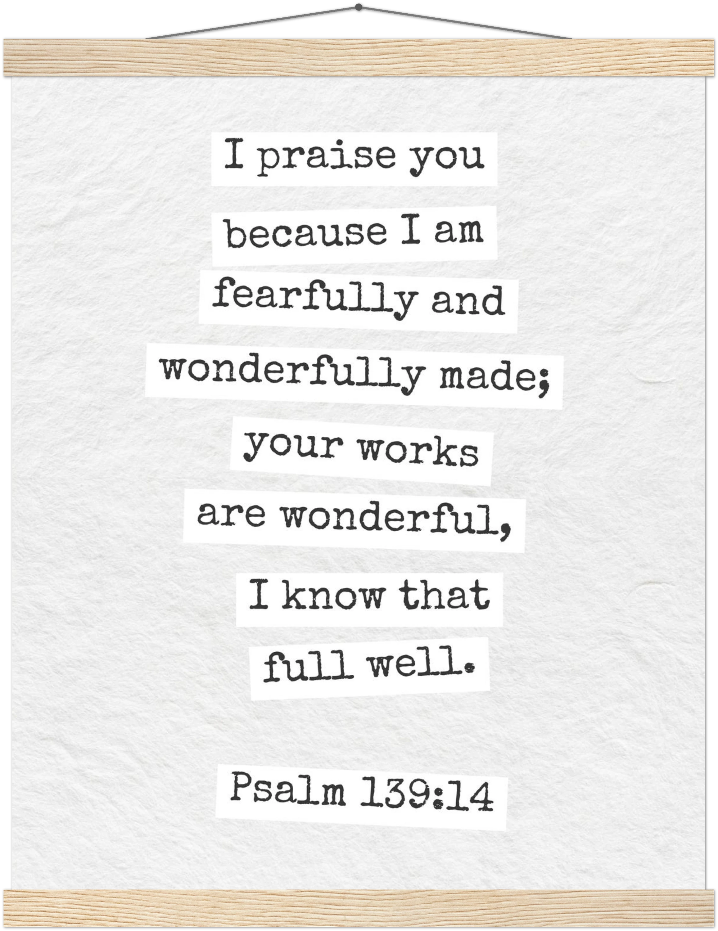 Psalm 139:14 Bible Verse - Hanger Art Print - Christian Wall Decor