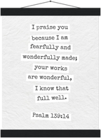 Psalm 139:14 Bible Verse - Hanger Art Print - Christian Wall Decor