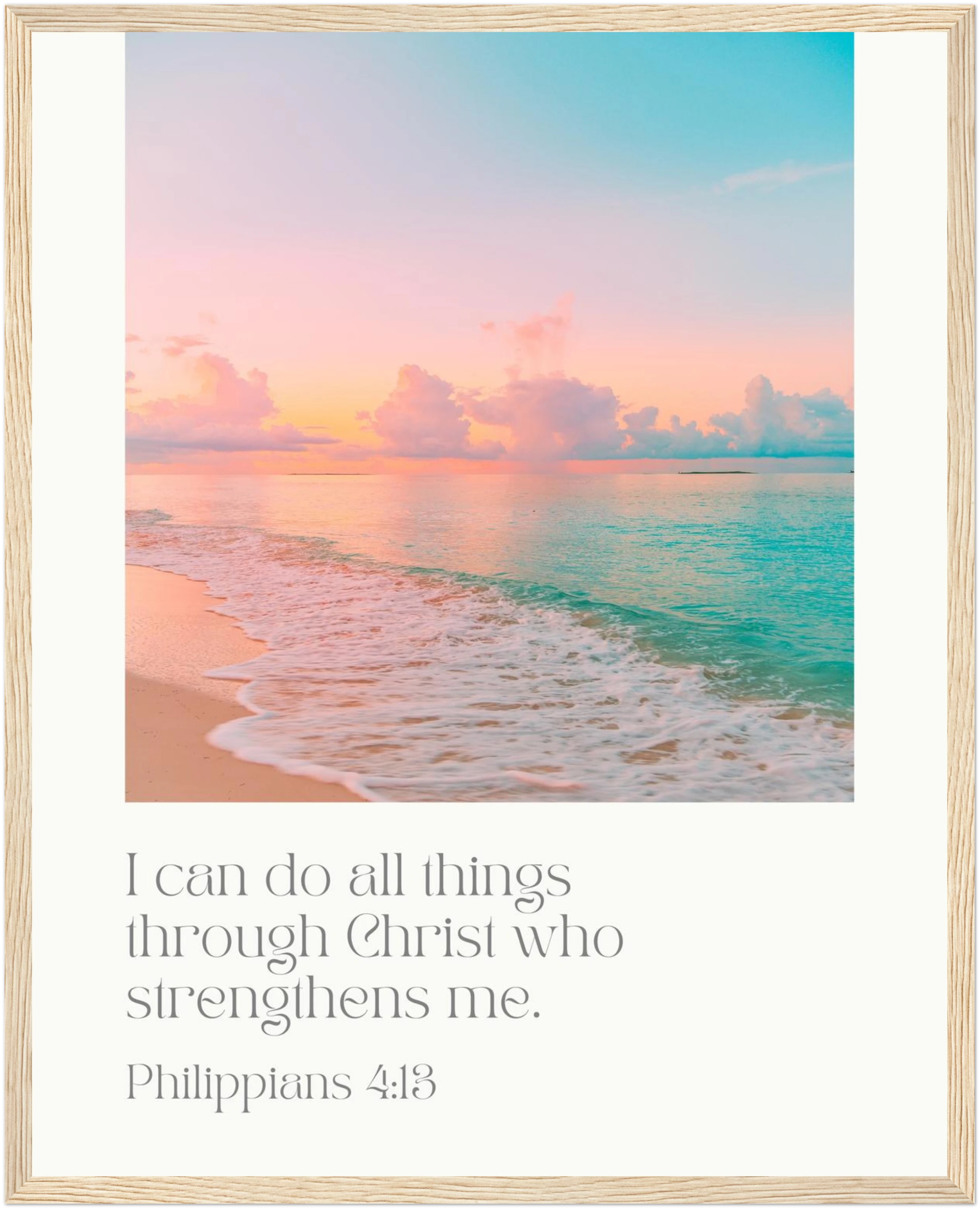 Philippians 4:13 Bible Verse - Wooden Framed Art Print - Christian Wall Decor