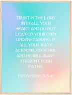 Proverbs 3:5-6 Bible Verse - Wooden Framed Art Print - Christian Wall Decor