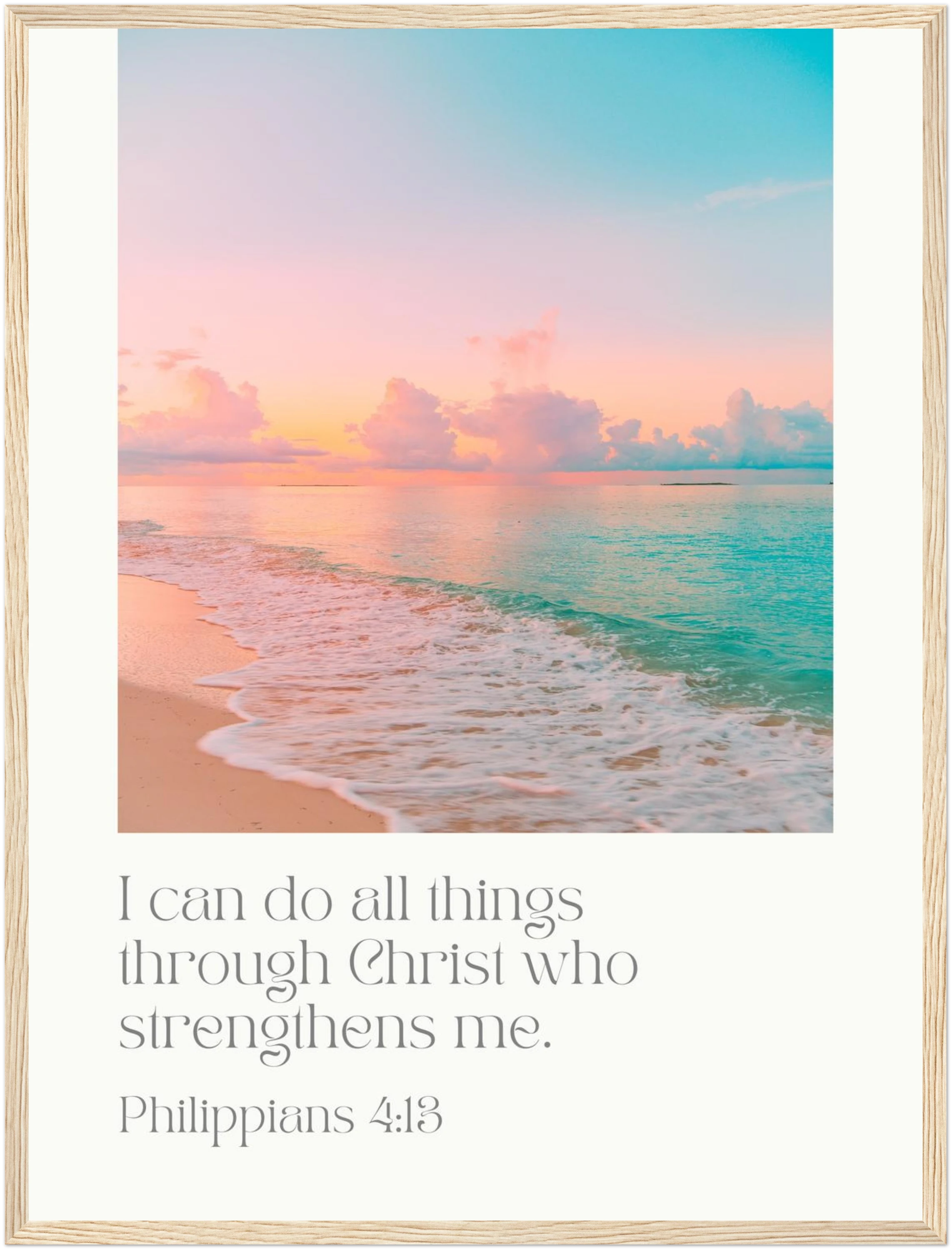 Philippians 4:13 Bible Verse - Wooden Framed Art Print - Christian Wall Decor
