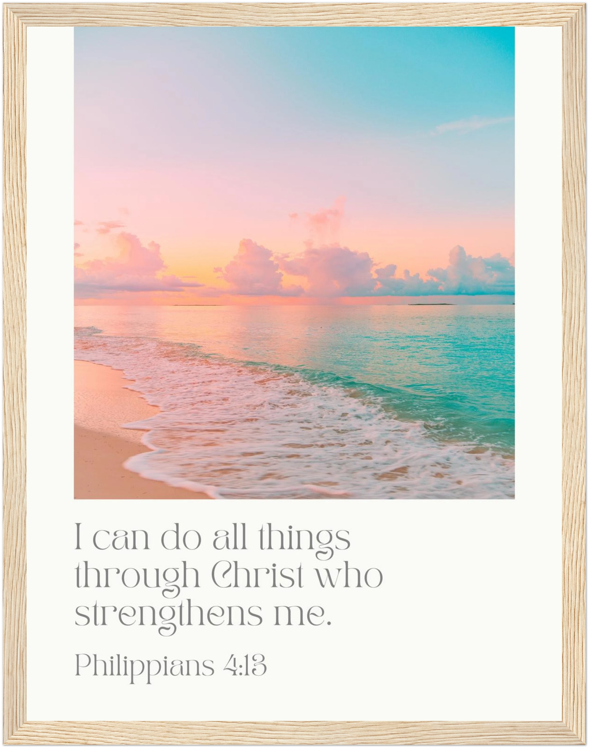 Philippians 4:13 Bible Verse - Wooden Framed Art Print - Christian Wall Decor