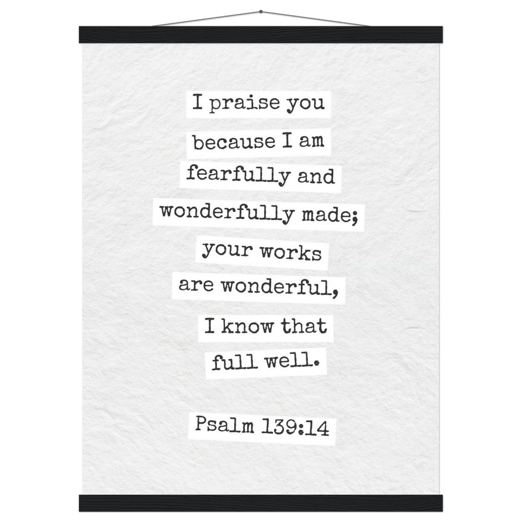 Psalm 139:14 Bible Verse - Hanger Art Print - Christian Wall Decor