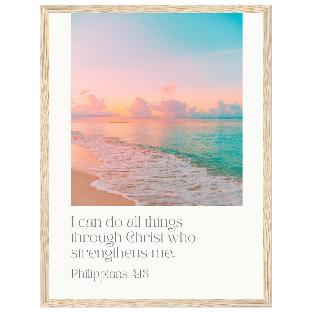 Philippians 4:13 Bible Verse - Wooden Framed Art Print - Christian Wall Decor