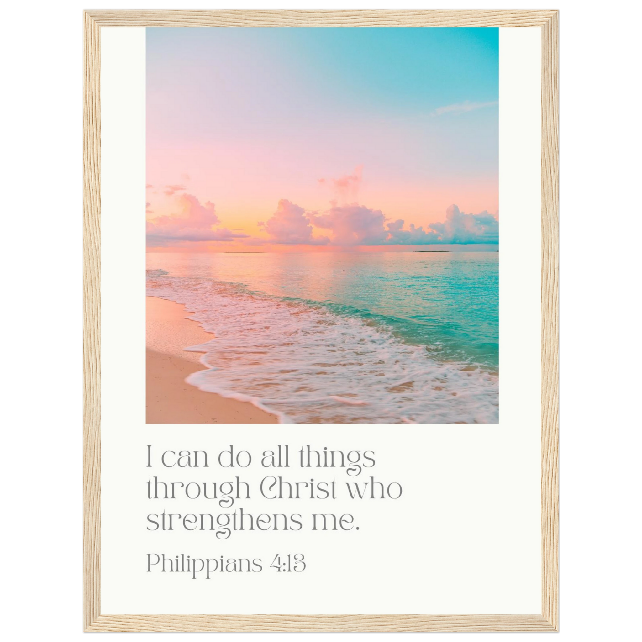 Philippians 4:13 Bible Verse - Wooden Framed Art Print - Christian Wall Decor