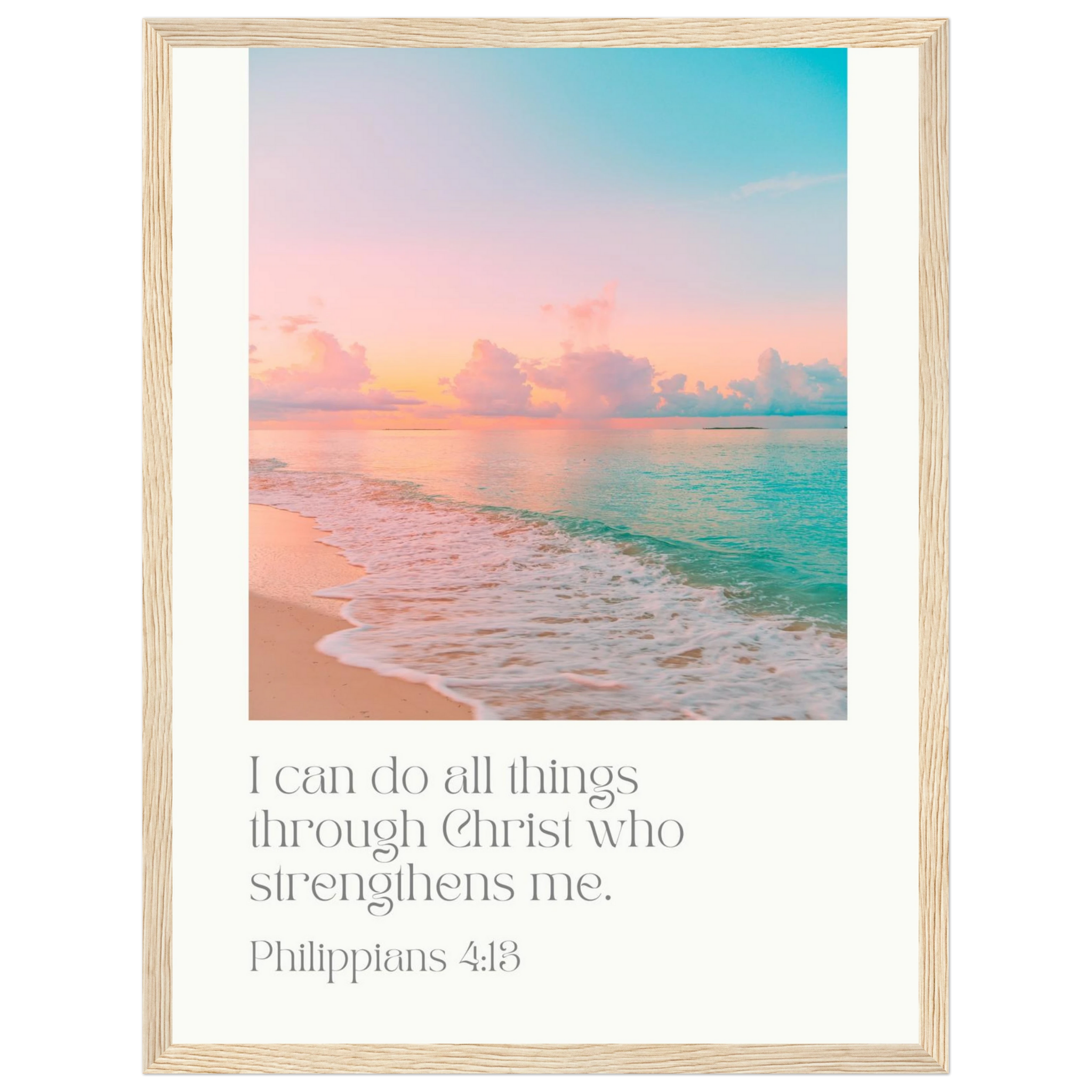 Philippians 4:13 Bible Verse - Wooden Framed Art Print - Christian Wall Decor