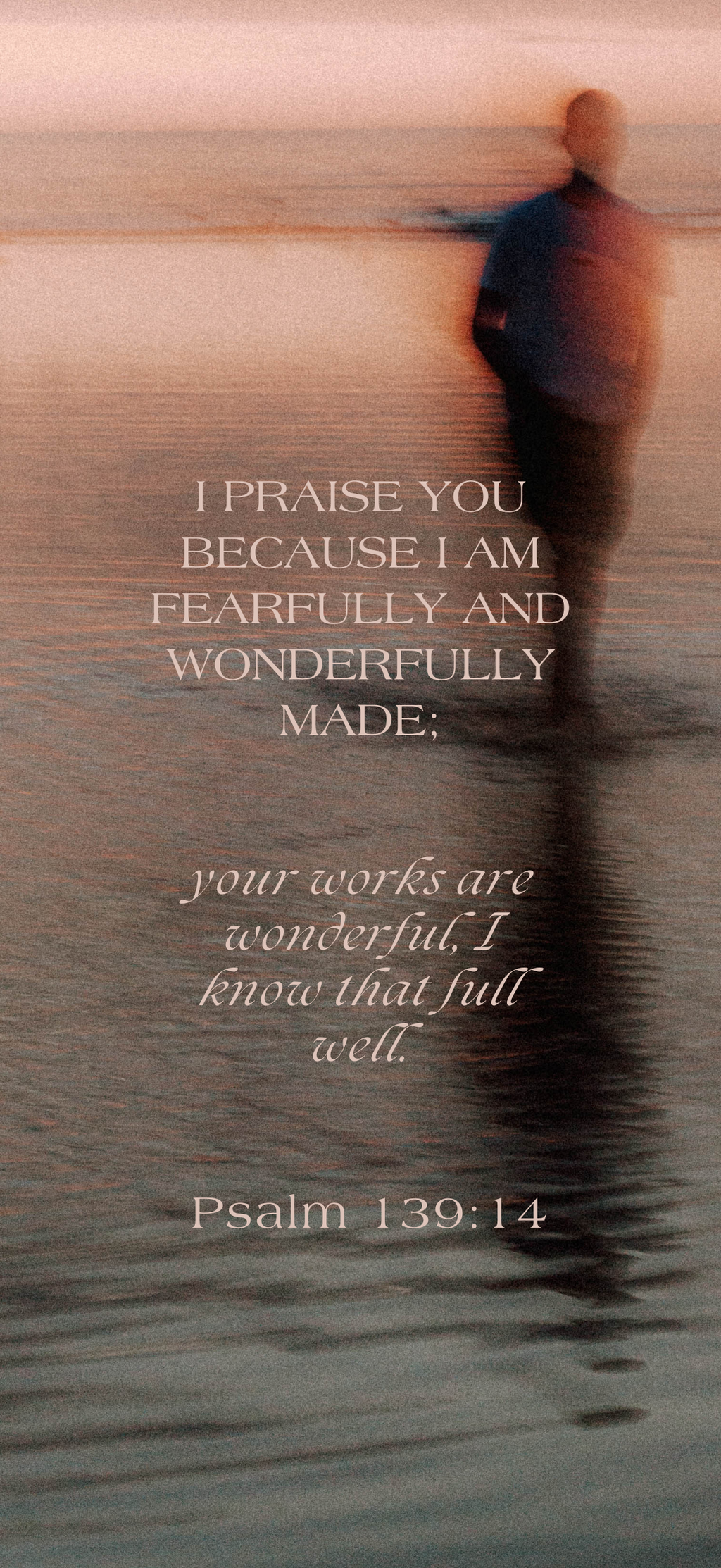 Psalm 139:14 - Peach - Phone Wallpaper