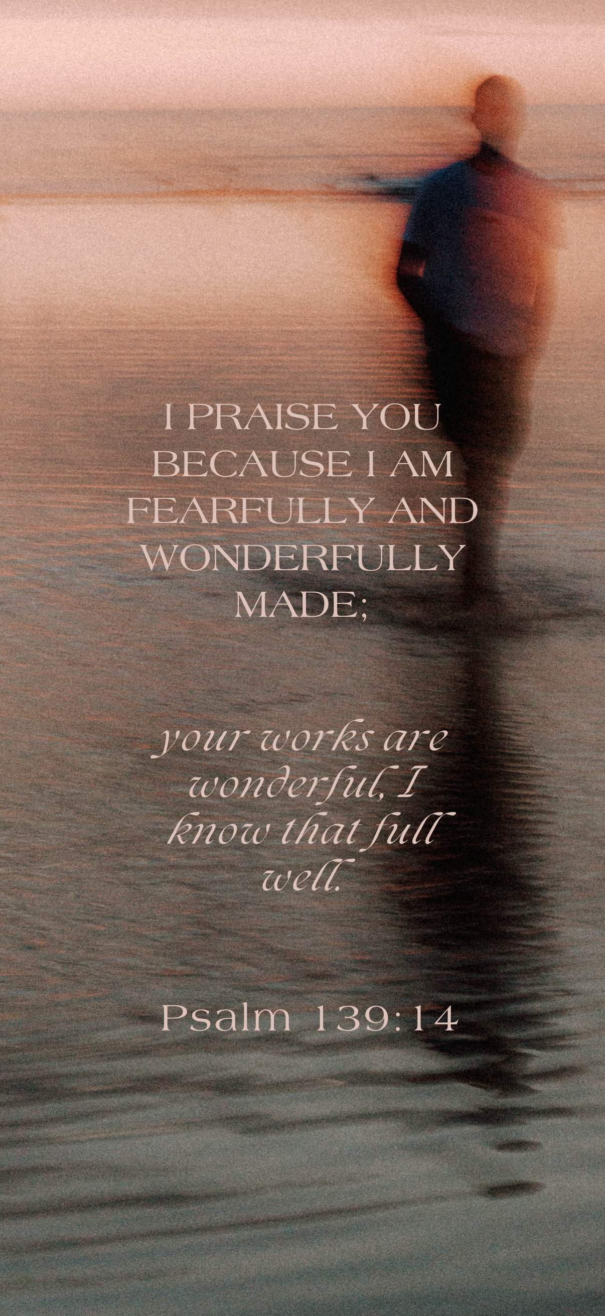 Psalm 139:14 - Peach - Phone Wallpaper