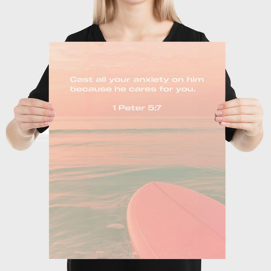 1 Peter 5:7 Bible Verse Art Print - Christian Wall Decor