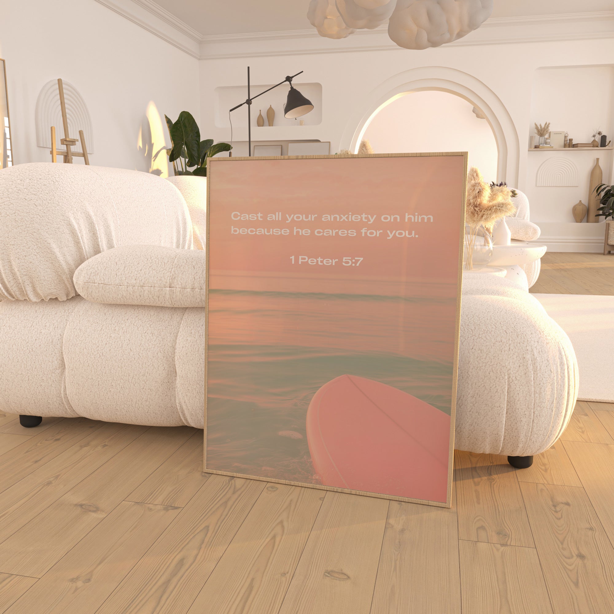 1 Peter 5:7 Bible Verse Art Print - Christian Wall Decor