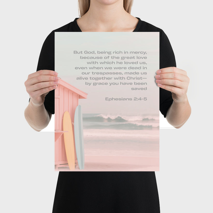 Ephesians 2:4-5 Bible Verse Art Print - Christian Wall Decor