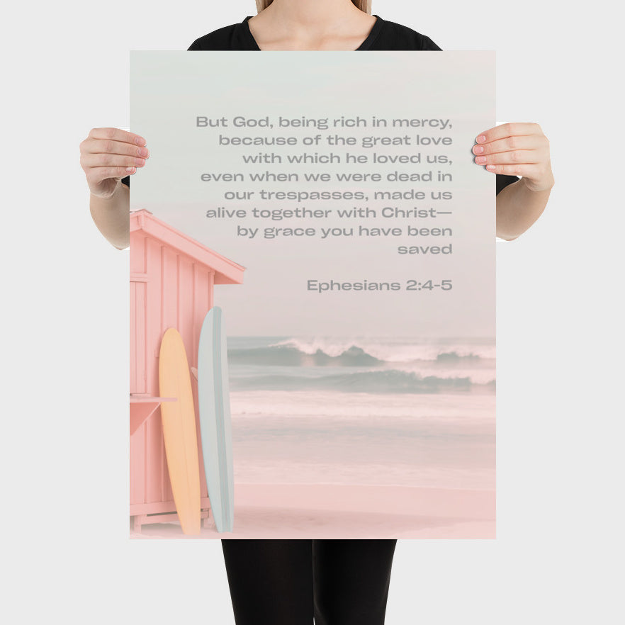 Ephesians 2:4-5 Bible Verse Art Print - Christian Wall Decor