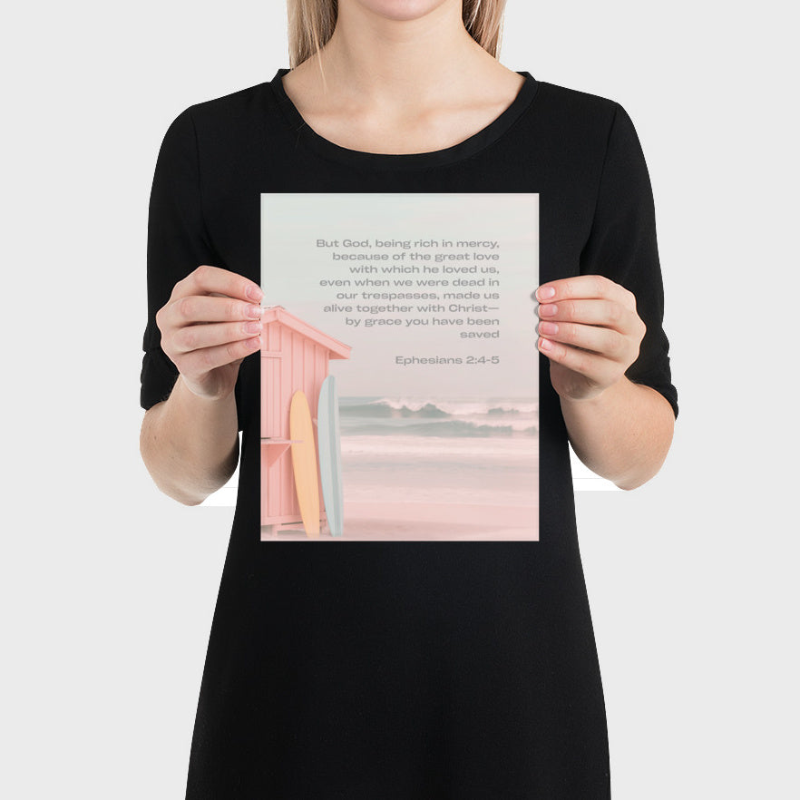 Ephesians 2:4-5 Bible Verse Art Print - Christian Wall Decor