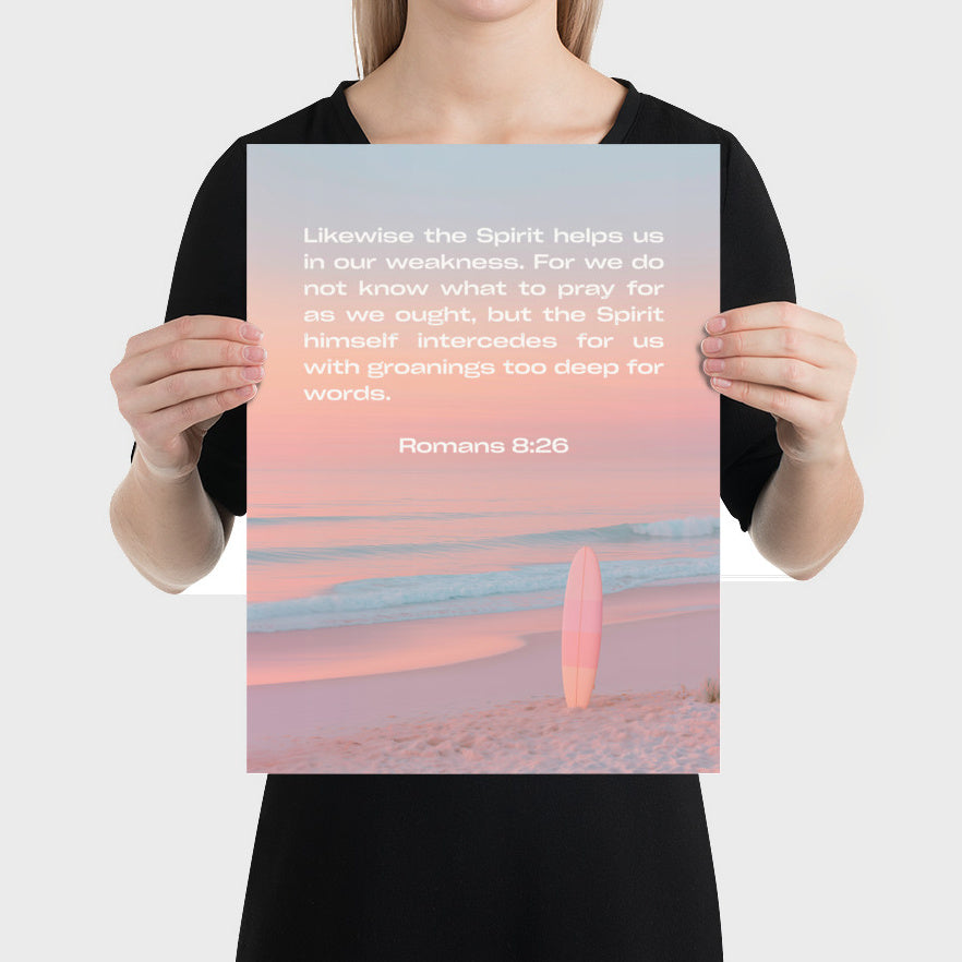 Romans 8:26 Bible Verse Art Print - Christian Wall Decor